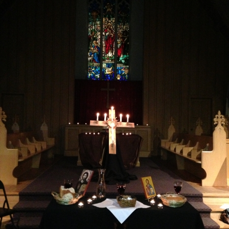 Cross, candles and altar