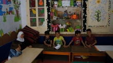 Smiling children in the preschool room, Urfa Community Centre